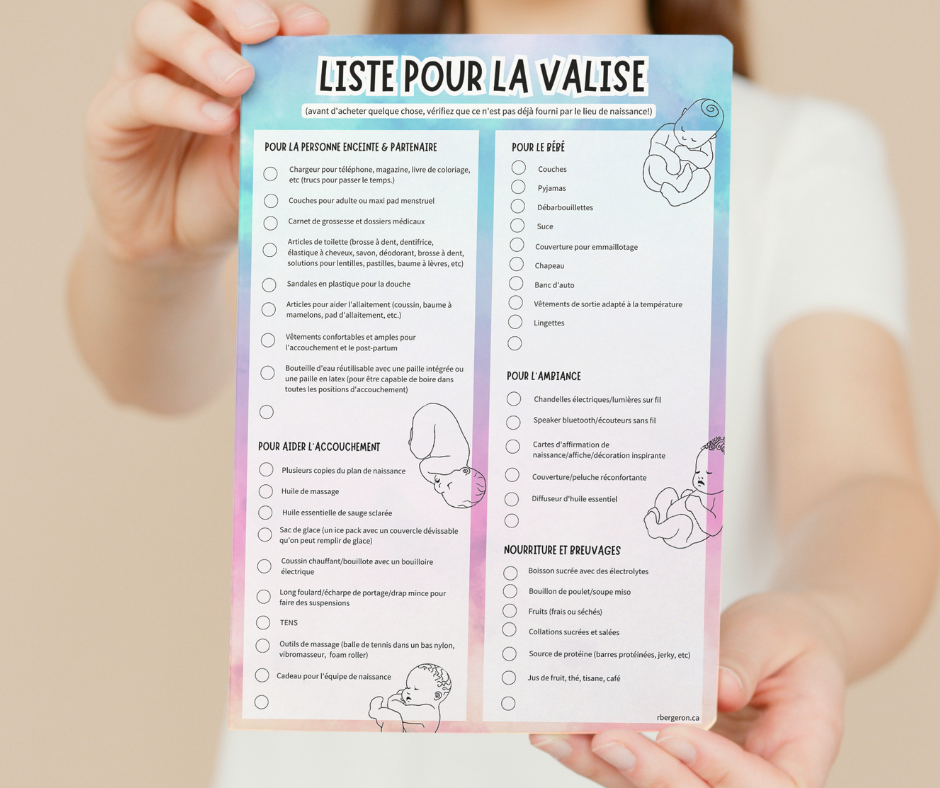 Liste pour la valise d accouchement